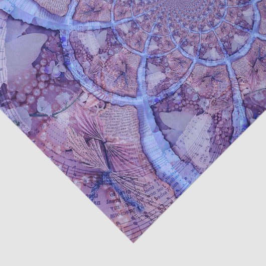 美しく明るく、サイケデリックな紫色の万華鏡のように千変万化するパターン 薄葉紙 (詳細)