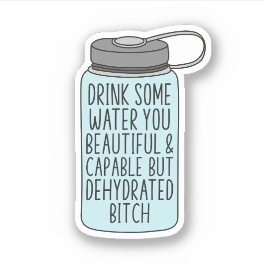 美しく有能な水を飲おもしろいめ シール (正面)