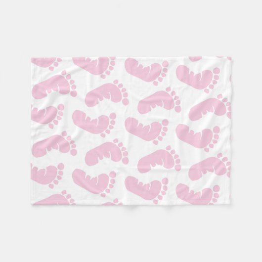 美しく柔らかいピンクのベビーの足跡 フリースブランケット (正面(横))