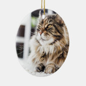 美しく柔らかい虎猫のシベリアのペルシャのデザイン セラミックオーナメント (右)