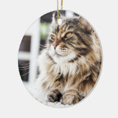 美しく柔らかい虎猫のシベリアのペルシャのデザイン セラミックオーナメント (左)