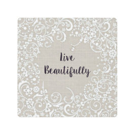 美しく灰色のリネンルックヴィンテージ メタルプリント