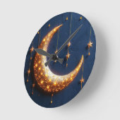 美しく照らされた三日月 ラウンド壁時計 (傾斜)
