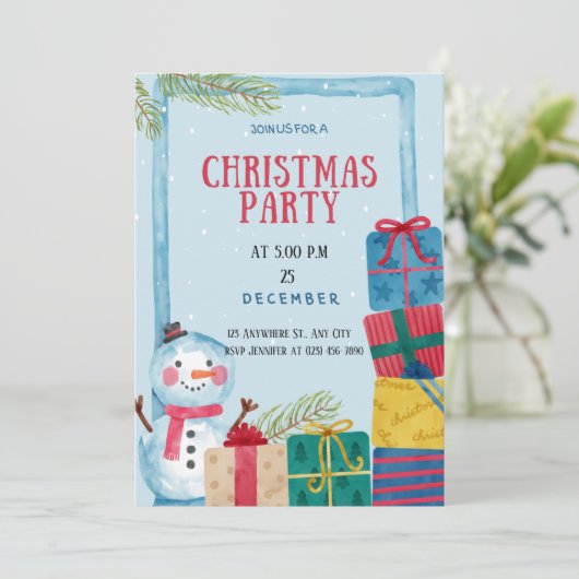 美しく珍しいクリスマスパーティの招待状 招待状 (スタンド正面)