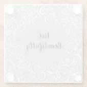 美しく生きる グレイ・リネン調 ヴィンテージ ガラスコースター (裏面)