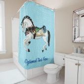 美しく白い回転木馬の馬 シャワーカーテン (インサイチュ)