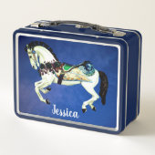 美しく白い回転木馬の馬 メタルランチボックス (裏面)
