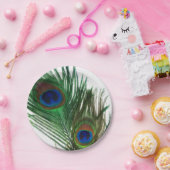 美しく白い孔雀の羽 ペーパープレート (パーティー)