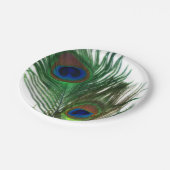 美しく白い孔雀の羽 ペーパープレート (アングル)