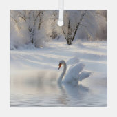 美しく白鳥エレガントのクリスマス ガラスオーナメント (裏面)