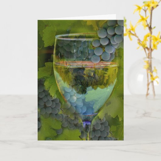 美しく空白のなワインの芸術のメッセージカード カード (黄色い花)