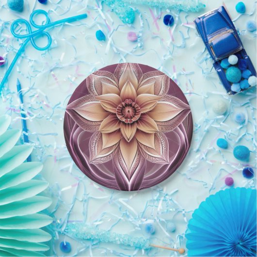 美しく素晴らしファンタジーモダンの蓮の花 ペーパープレート (パーティー)