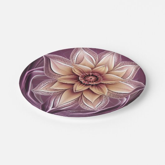 美しく素晴らしファンタジーモダンの蓮の花 ペーパープレート (アングル)