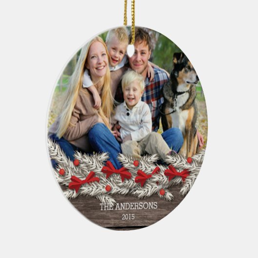 美しく素朴な家族写真のクリスマス セラミックオーナメント (右)