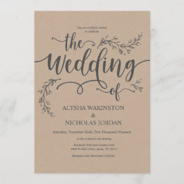 美しく素朴な結婚式招待状カード 招待状