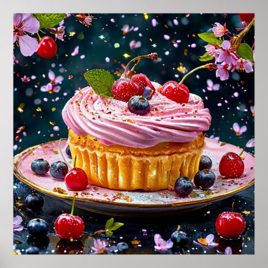 美しく細工されたカップケーキ ポスター (正面)