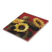 美しく絵を描かれたヒマワリのセラミックタイル タイル (側面)