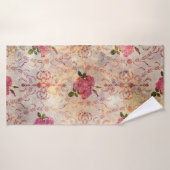 美しく継ぎ目のないピンクグランジのバラ模様 バスタオル (バスタオル)