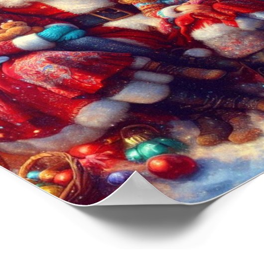 美しく美しいサンタクロースのクリスマスポスター ポスター (角)