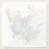 美しく蝶カラフルのコースター ガラスコースター (裏面)