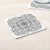 美しく装飾的な正方形の落書き スクエアペーパーコースター (アングル)