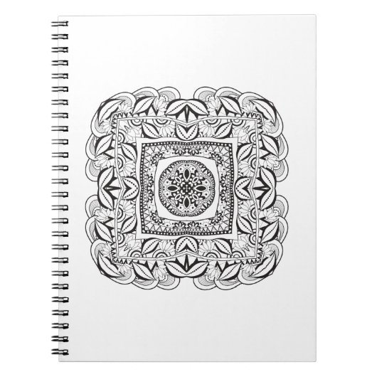 美しく装飾的な正方形の落書き ノートブック (正面)