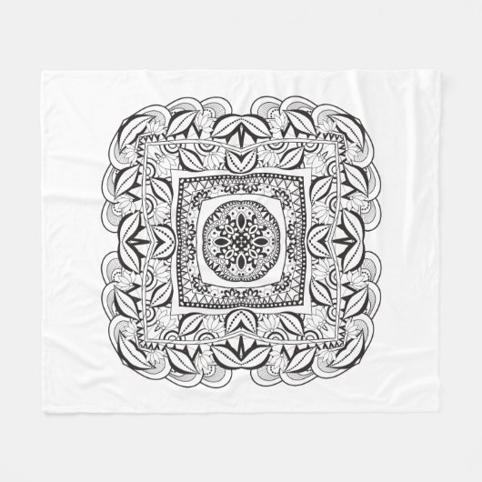 美しく装飾的な正方形の落書き フリースブランケット (正面(横))