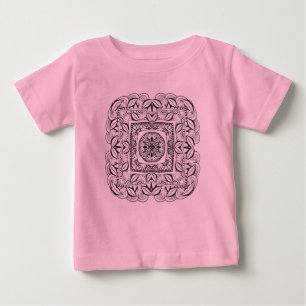 美しく装飾的な正方形の落書き ベビーTシャツ