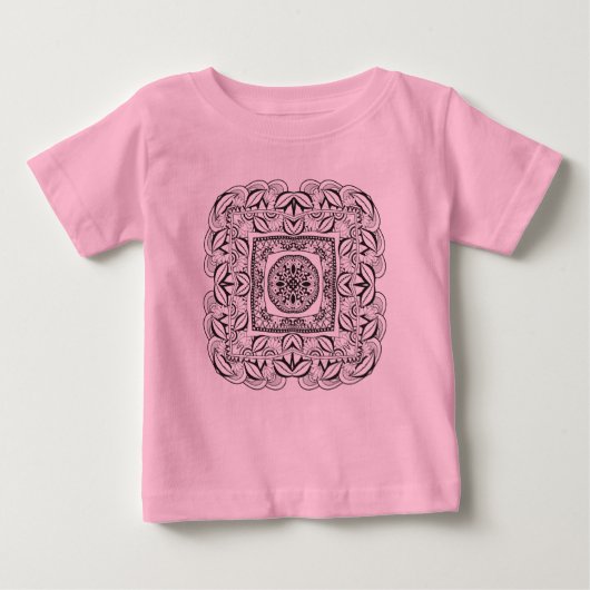 美しく装飾的な正方形の落書き ベビーTシャツ (正面)