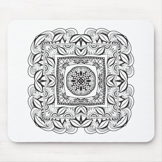美しく装飾的な正方形の落書き マウスパッド (正面)