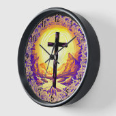 美しく詳細なキリスト教十字架 壁時計 (傾斜)