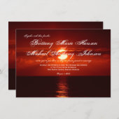 美しく赤いオレンジ日没の結婚式招待状 招待状 (正面/裏面)