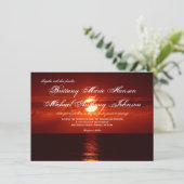美しく赤いオレンジ日没の結婚式招待状 招待状 (スタンド正面)