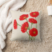 美しく赤いガーベラのデイジーの装飾用クッション クッション (ブランケット)