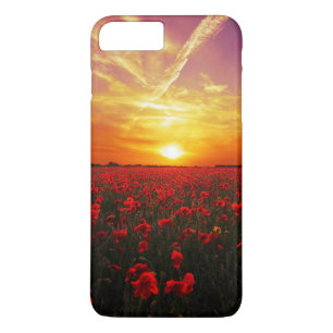 美しく赤いケシの花分野の日没 iPhone 8 PLUS/7 PLUSケース