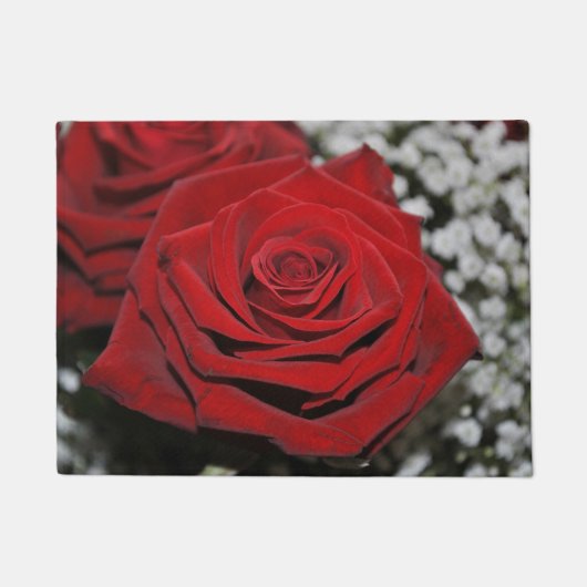 美しく赤いバラ ドアマット (正面)