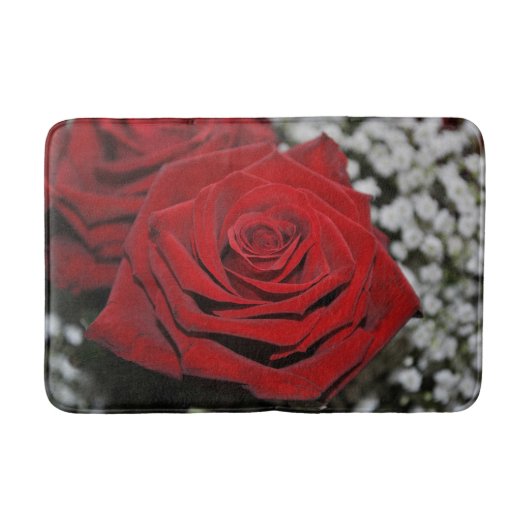 美しく赤いバラ バスマット (正面)