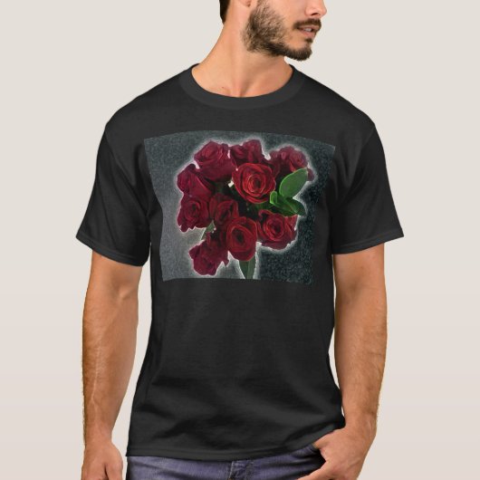 美しく赤いバラ Tシャツ (正面)