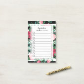 美しく赤い及びピンクの花束-リストをするため ポストイット (デスク上)