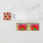 美しく赤い緑の黄色い春の花柄のつる植物 スキニー名刺 (正面/裏面)