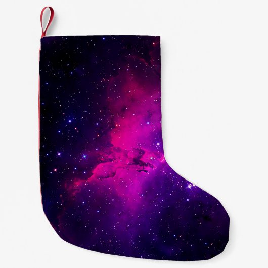 美しく輝く宇宙星雲。背景,アブストラ スモールクリスマスストッキング (正面)