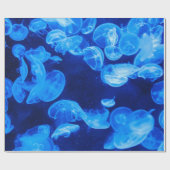 美しく青いくらげパターン ラッピングペーパー (フラット)