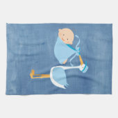 美しく青いこうのとりのベビーシャワーのパーティーの装飾 キッチンタオル (横)