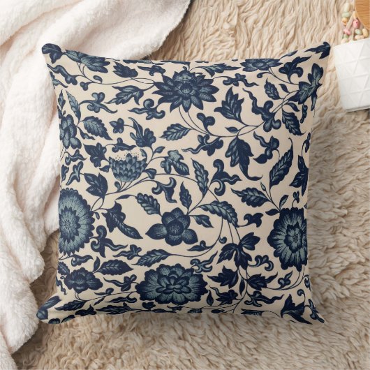 美しく青いアジア花の枕 クッション (ブランケット)