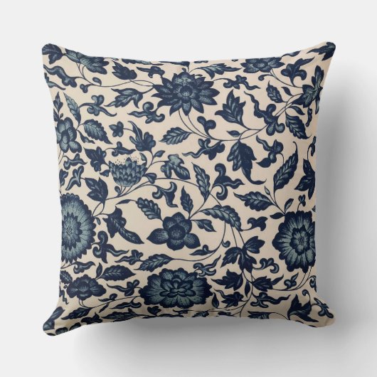 美しく青いアジア花の枕 クッション (裏面)