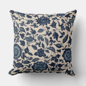 美しく青いアジア花の枕 クッション (正面)