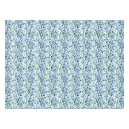 美しく青いアジサイの花模様 テーブルクロス (正面(横))