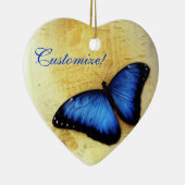美しく青いMorphoの蝶オーナメント セラミックオーナメント (右)
