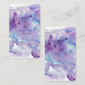 美しく青および紫色の水彩画 名刺 (正面/裏面)