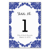 美しく青及び白いバロック式の結婚式の続き テーブルナンバー (正面)